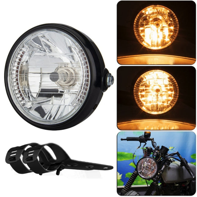 Motorcycle 7 Inch LED Headlamp Angel Ring Steering Function With Bracket