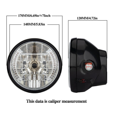Motorcycle 7 Inch LED Headlamp Angel Ring Steering Function With Bracket