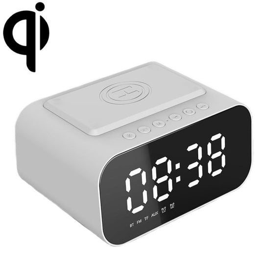 BT510 15W LED Clock Wireless Charging Bluetooth Speaker Multifunctional Smart Mirror Alarm Clock Audio, BT510 (White), BT510 (Iron Black)