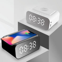 BT510 15 W LED-Uhr, kabelloses Aufladen, Bluetooth-Lautsprecher, multifunktionaler Smart-Spiegel, Wecker, Audio, BT510 (Eisenschwarz), BT510 (Weiß)