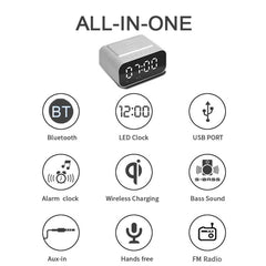 BT510 15 W LED-Uhr, kabelloses Aufladen, Bluetooth-Lautsprecher, multifunktionaler Smart-Spiegel, Wecker, Audio, BT510 (Eisenschwarz), BT510 (Weiß)