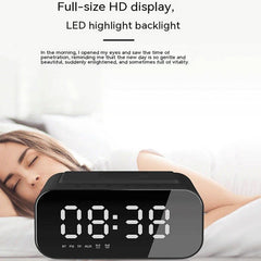 BT510 15W LED Clock Wireless Charging Bluetooth Speaker Multifunctional Smart Mirror Alarm Clock Audio, BT510 (Iron Black), BT510 (White)