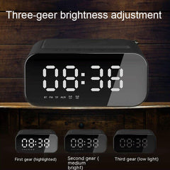 BT510 15W LED Clock Wireless Charging Bluetooth Speaker Multifunctional Smart Mirror Alarm Clock Audio, BT510 (Iron Black), BT510 (White)