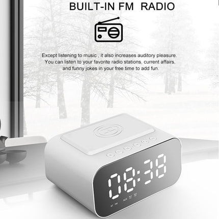 BT510 15 W LED-Uhr, kabelloses Aufladen, Bluetooth-Lautsprecher, multifunktionaler Smart-Spiegel, Wecker, Audio, BT510 (Eisenschwarz), BT510 (Weiß)