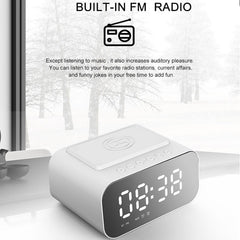 BT510 15W LED Clock Wireless Charging Bluetooth Speaker Multifunctional Smart Mirror Alarm Clock Audio, BT510 (Iron Black), BT510 (White)