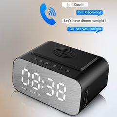 BT510 15W LED Clock Wireless Charging Bluetooth Speaker Multifunctional Smart Mirror Alarm Clock Audio, BT510 (Iron Black), BT510 (White)