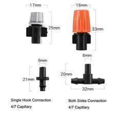 20pcs TF-118 Gardening Irrigation Drip Irrigation System Set Accessories, Spray Head (Orange), Single Hook Connection 4/7mm Capillary (Orange), Single Hook Connection 4/7mm Capillary (Gray), Both Sides Connection 4/7mm Capillary (Gray)�����������������...