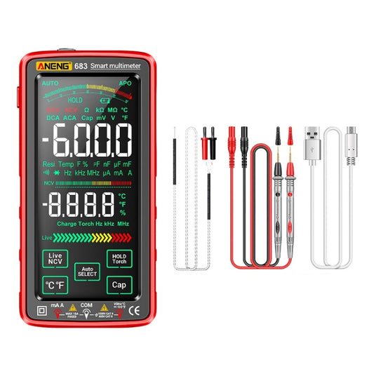 ANENG 683 Smart Touchscreen Automatische Bereich Wiederaufladbare Multimeter, 683 Rot, 683 Schwarz