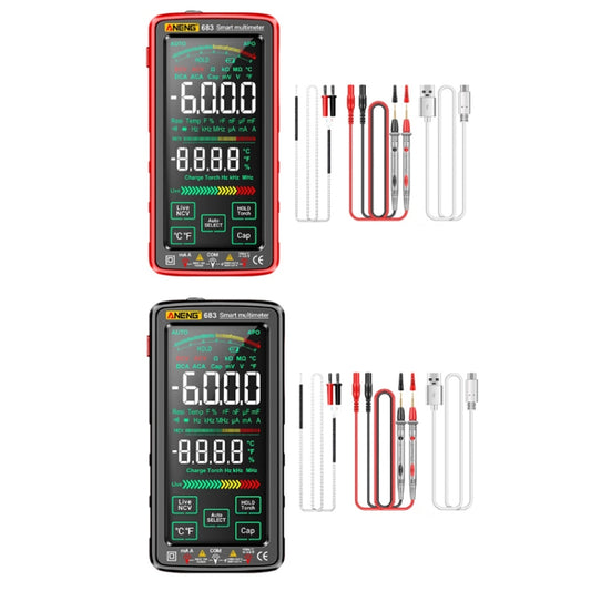 ANENG 683 Smart Touchscreen Automatische Bereich Wiederaufladbare Multimeter, 683 Rot, 683 Schwarz