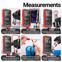 ANENG 683 Smart Touch Screen Automatic Range Rechargeable Multimeter, 683 Red, 683 Black