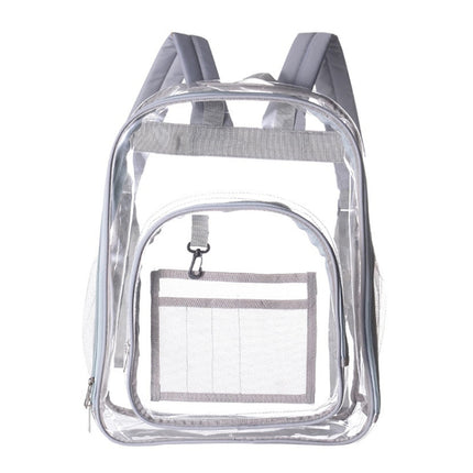 PVC Transparent Waterproof Backpack Student School Bag, Large Purple, Large Light Grey, Large Black, Small Pink, Small Black, Small Gray, Candy Color Black