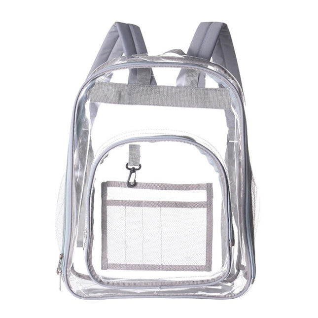 PVC Transparent Waterproof Backpack Student School Bag, Large Purple, Large Light Grey, Large Black, Small Pink, Small Black, Small Gray, Candy Color Black