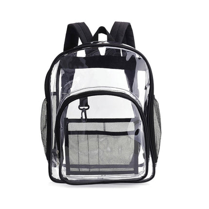 PVC Transparent Waterproof Backpack Student School Bag, Large Purple, Large Light Grey, Large Black, Small Pink, Small Black, Small Gray, Candy Color Black