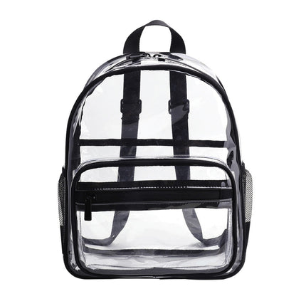 PVC Transparent Waterproof Backpack Student School Bag, Large Purple, Large Light Grey, Large Black, Small Pink, Small Black, Small Gray, Candy Color Black