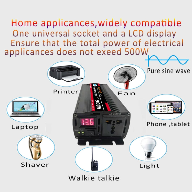 High Power Car Sine Wave Inverter Power Converter, 3000W (Actual 500W) 12V to 220V, 3000W (Actual 500W) 24V to 220V, 3000W (Actual 500W) 48V to 220V, 3000W (Actual 500W) 60V to 220V, 4000W (Actual 800W) 12V to 220V, 4000W (Actual 800W) 24V to 220V�����...