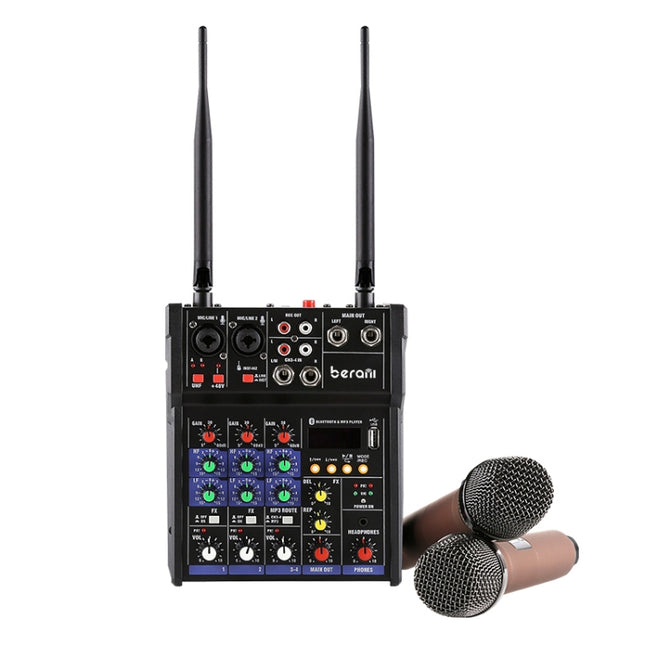 G4-M1 4-way Mixer with Wireless Microphone Effect Device Small K Song Recording Bluetooth Mixer, 4-way