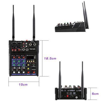 G4-M1 4-way Mixer with Wireless Microphone Effect Device Small K Song Recording Bluetooth Mixer, 4-way