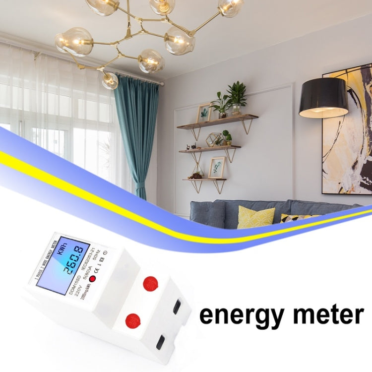 DDM15SD Single-phase Multi-function Rail Meter with Backlight LCD Display, 5 (20) A, 5 (32) A, 10 (40) A, 15 (60) A, 20 (80) A, 5 (80) A