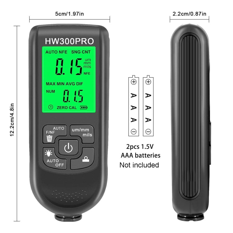 HW-300PRO High Precision Coating Paint Powder Layer Thickness Gauge Anti-slip Paint Film Gauge, HW-300PRO Black, HW-300PRO White