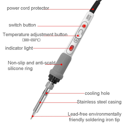 100W  220V High-power Electric Soldering Iron Adjustable Temperature Soldering Tool US Plug, 1pc, 2pcs Set 1, 2pcs Set 2, 4pcs Set