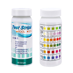 50pcs PH075 6 In 1 Residual Chlorine PH Water Quality Detector PH Test Paper, Package Random Delivery