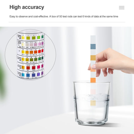 50pcs PH075 6 In 1 Residual Chlorine PH Water Quality Detector PH Test Paper, Package Random Delivery