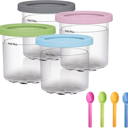 For Ninja NC299AMZ NC300 Ice Cream Storage Containers with Lids, 2 Cups, 4 Cups, 2 Cups+Spoon, 4 Cups+Spoon