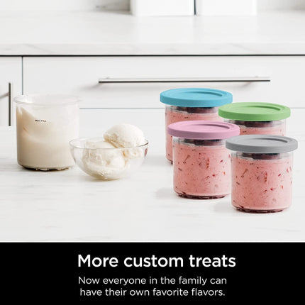 For Ninja NC299AMZ NC300 Ice Cream Storage Containers with Lids, 2 Cups, 4 Cups, 2 Cups+Spoon, 4 Cups+Spoon
