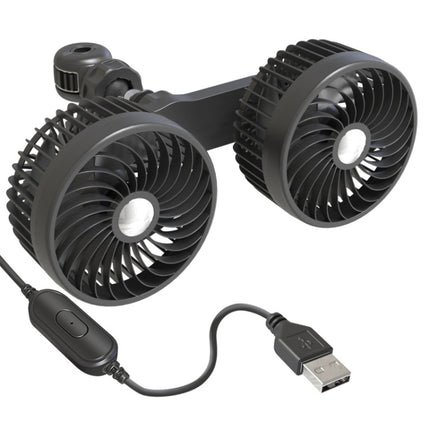F6207 Car Rear Seat Zip Lock USB Double Head Fan, USB, Cigarette Lighter with USB