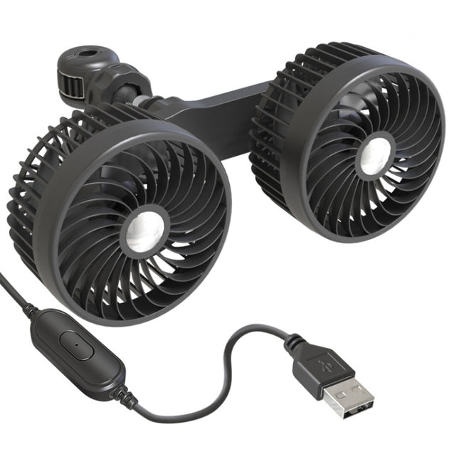 F6207 Car Rear Seat Zip Lock USB Double Head Fan, USB, Cigarette Lighter with USB