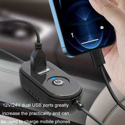 F6207 Car Rear Seat Zip Lock USB Double Head Fan, USB, Cigarette Lighter with USB