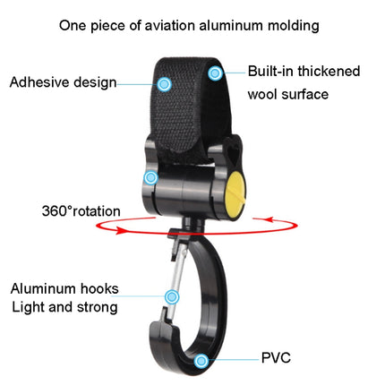 2pcs Universal Baby Stroller Hooks Accessories 360 Degree Sticky Hooks, Sticky Hooks(Pink), Sticky Hooks(Yellow), Sticky Hooks(Black)