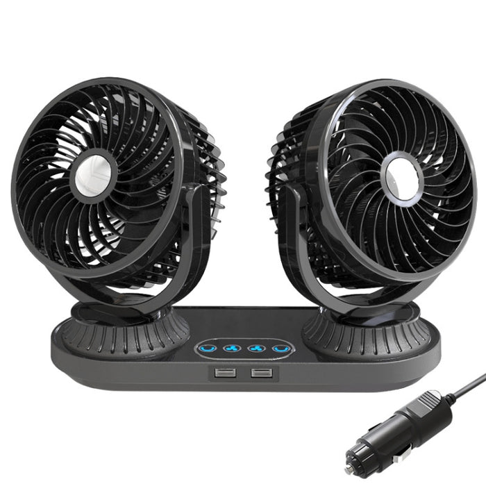 12V/24V Vehicle Electric Oscillating Head Rotatable Double Head Fan, F623U, F623