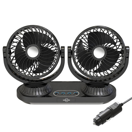 12V/24V Vehicle Electric Oscillating Head Rotatable Double Head Fan, F623U, F623