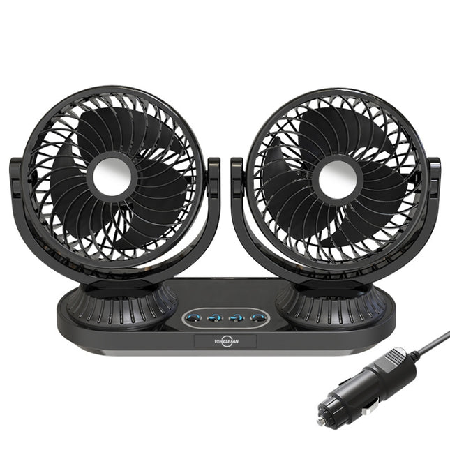 12V/24V Vehicle Electric Oscillating Head Rotatable Double Head Fan, F623U, F623