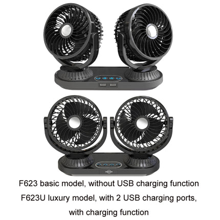 12V/24V Vehicle Electric Oscillating Head Rotatable Double Head Fan, F623U, F623