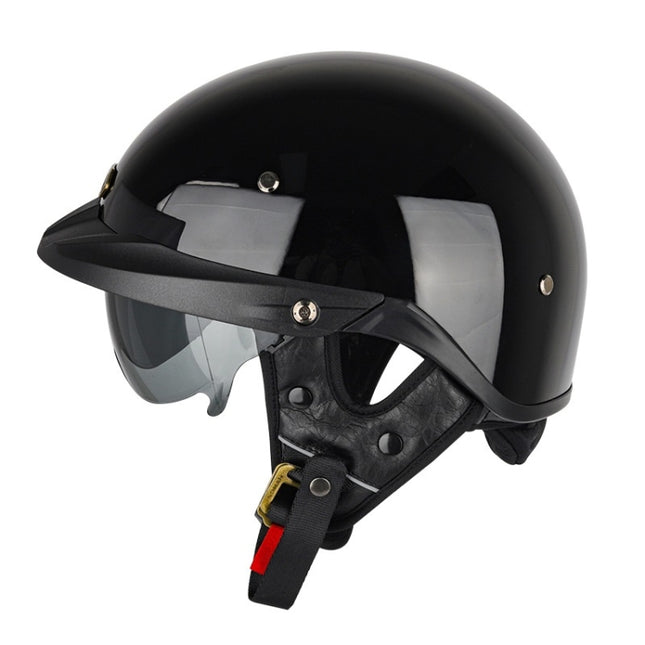 SOMAN Motorcycle Half Helmet Adjustable Helmet With Inner Mirror, M, L, XL, XXL