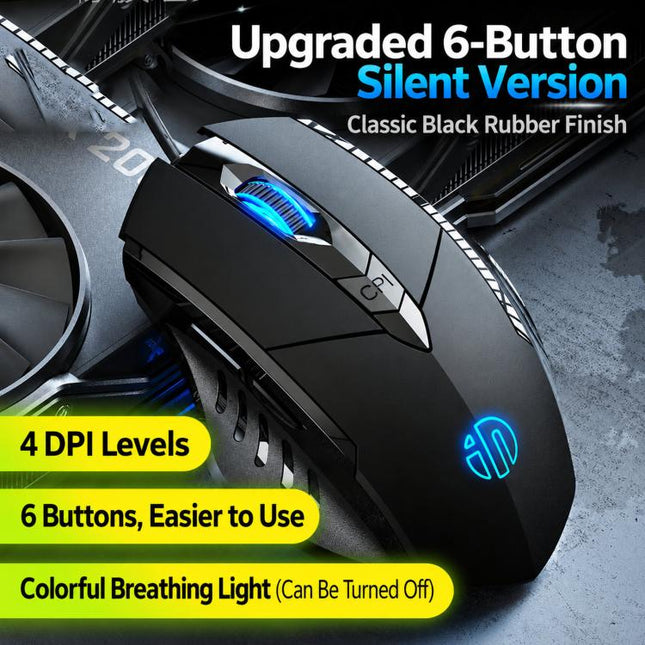 Inphic W1 Backlit 6-Button Silent Wired Mouse Gaming Mouse