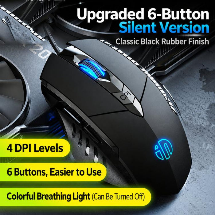 Inphic W1 Backlit 6-Button Silent Wired Mouse Gaming Mouse
