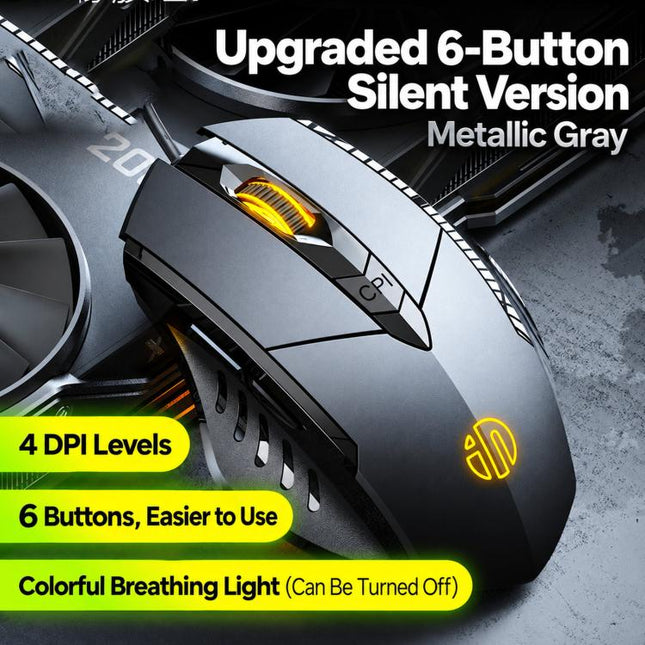 Inphic W1 Backlit 6-Button Silent Wired Mouse Gaming Mouse