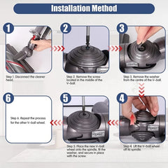 For Dyson V10 / V11 Vacuum Cleaner 100W High Torque Suction Head V-Ball Wheels, High Torque Suction Head Wheels