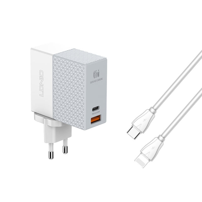 LDNIO A2620C 65W Universal Phone Tablet Charger Type-C/USB-C Port Fast Charger, 65W EU Plug, 65W UK Plug, 65W US Plug