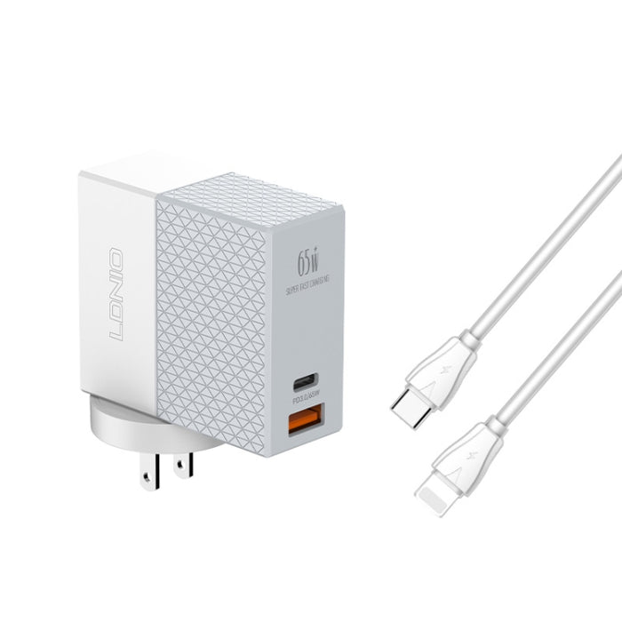 LDNIO A2620C 65W Universal Phone Tablet Charger Type-C/USB-C Port Fast Charger, 65W EU Plug, 65W UK Plug, 65W US Plug