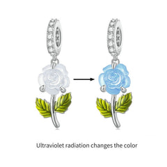 Sterling Silver Zircon Rose UV Color Changing Bead Accessory