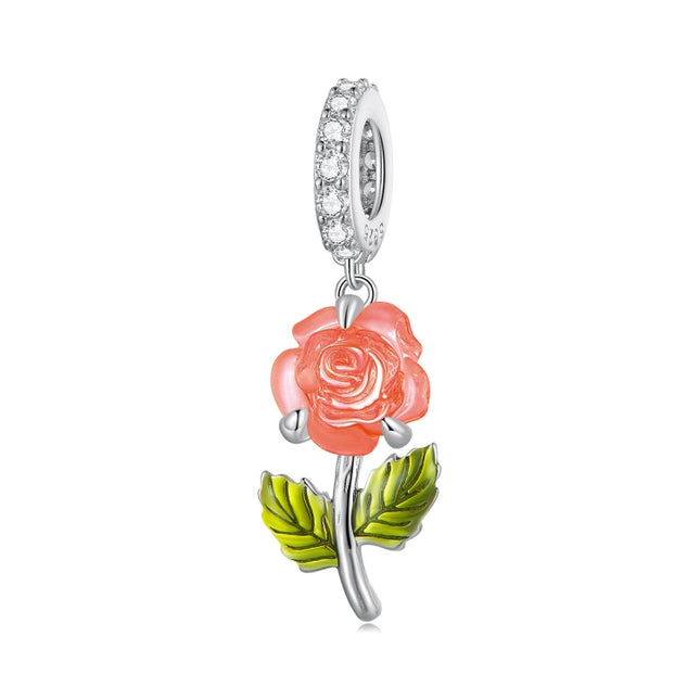 Sterling Silver Zircon Rose UV Color Changing Bead Accessory
