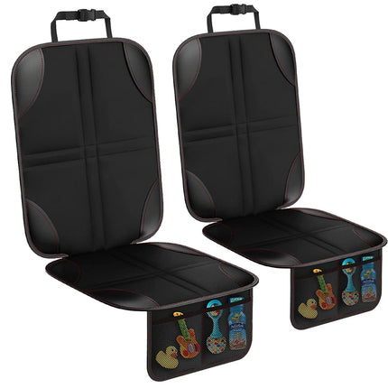 2pcs Child Car Seat Protector Non-Slip Base Material + Waterproof 600D Fabric, Red Line, Black Line
