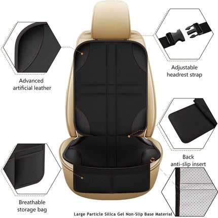 2pcs Child Car Seat Protector Non-Slip Base Material + Waterproof 600D Fabric, Red Line, Black Line