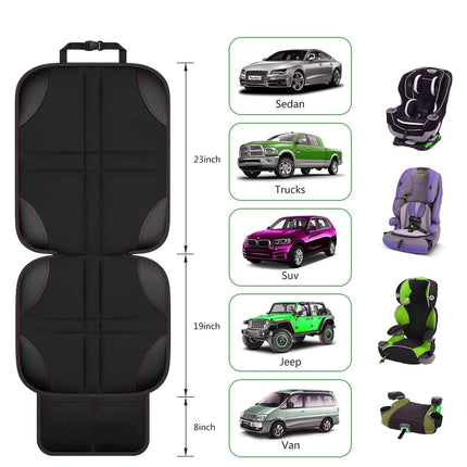 2pcs Child Car Seat Protector Non-Slip Base Material + Waterproof 600D Fabric, Red Line, Black Line