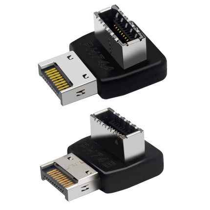 2pcs USB3.1 Type-E Computer Motherboard Interface 90 Degrees Elbow Front Type-C Adapter