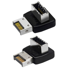 2pcs USB3.1 Type-E Computer Motherboard Interface 90 Degrees Elbow Front Type-C Adapter